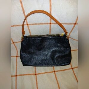 Valentina Black and Tan Leather Shoulder Bag